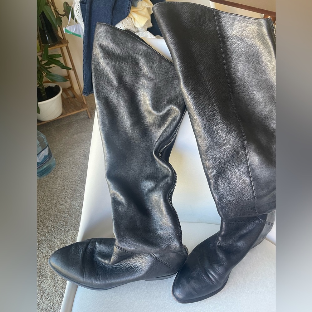 Dolce Vita Over the Knee Black Leather Boot